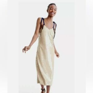 NEW $298 J CREW COLLECTION 8 M Desert Canyon Tie Shoulder Sequin Dress RARE